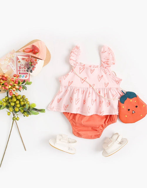 Load image into Gallery viewer, Baby Girl Printed Pattern Ruffle Design Sleeveless Tops Combo Shorts Sets by MyKids-USA™
