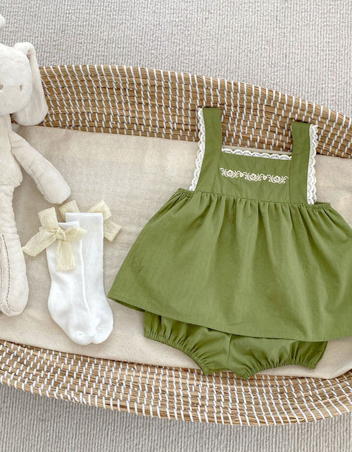Load image into Gallery viewer, Baby Girl Embroidery Pattern Sling Tops With Shorts Sets by MyKids-USA™
