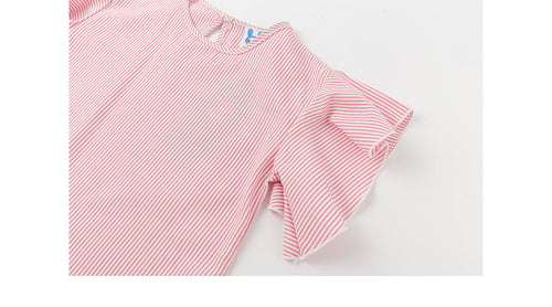 Load image into Gallery viewer, Girl Striped Pattern Tops Combo Bow Belt Pants Summer 1-Pieces Sets by MyKids-USA™
