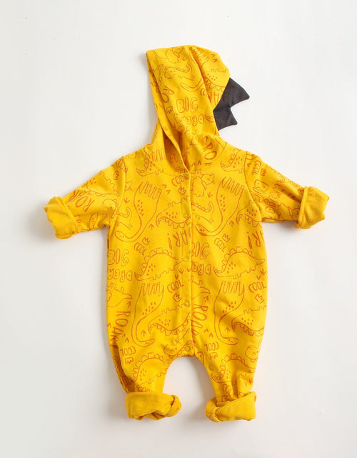 Load image into Gallery viewer, Baby Cartoon Dinosaur Graphic Snap Button Thin Style Rompers With Hat by MyKids-USA™
