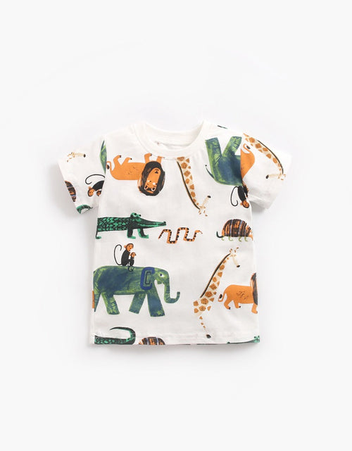Load image into Gallery viewer, Baby Boy Animal Print Short-Sleeved Top Combo Shorts 2-Pieces Sets In Summer by MyKids-USA™
