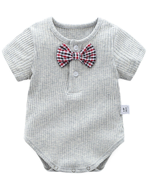 Load image into Gallery viewer, Baby Boy And Girl Solid Color Bow Tie Design Short Sleeve Buttoned Onesies by MyKids-USA™
