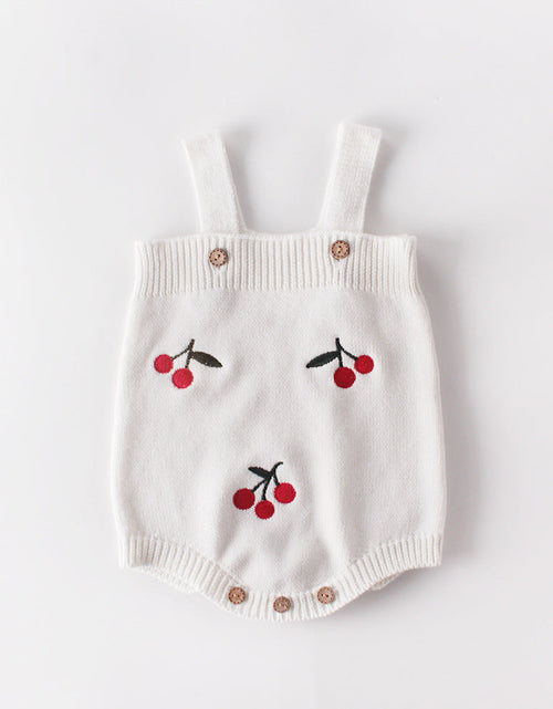 Load image into Gallery viewer, Baby Girl 1pc Cherry Embroidered Graphic Crotch Knitted Bodysuit &amp; Button Front Sweater Coat Sets by MyKids-USA™
