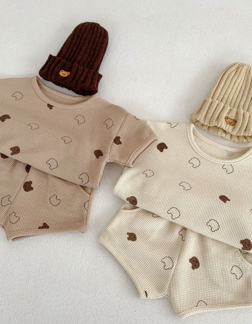 Load image into Gallery viewer, Baby Cartoon Print Pattern Waffle Knitted Fabric Clothing Sets by MyKids-USA™
