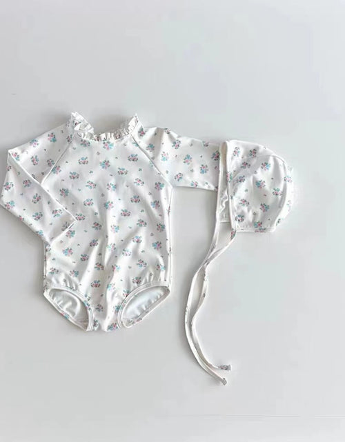 Load image into Gallery viewer, Baby Girl Ditsy Flower Pattern Long Sleeve Onesies With Hats by MyKids-USA™
