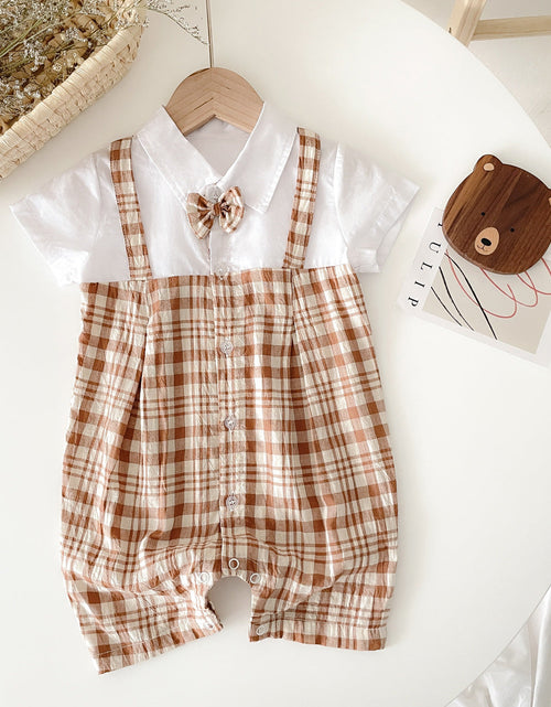 Load image into Gallery viewer, Baby Boy Plaid Pattern Polo-Neck Rompers by MyKids-USA™
