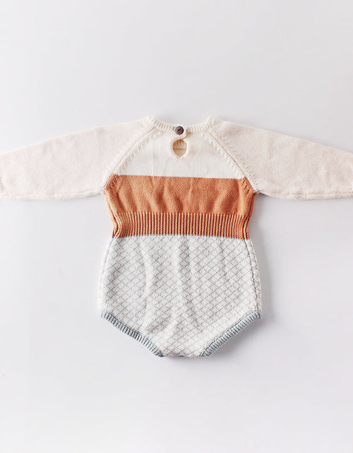 Load image into Gallery viewer, Baby Girl Plaid Graphic Knitted Contrast Long Sleeve Onesies by MyKids-USA™

