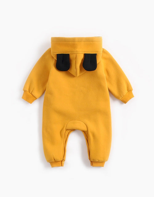 Load image into Gallery viewer, Baby Boy Cartoon Pattern Side Button Front Design Longsleeve Thick Rompers With Hat by MyKids-USA™
