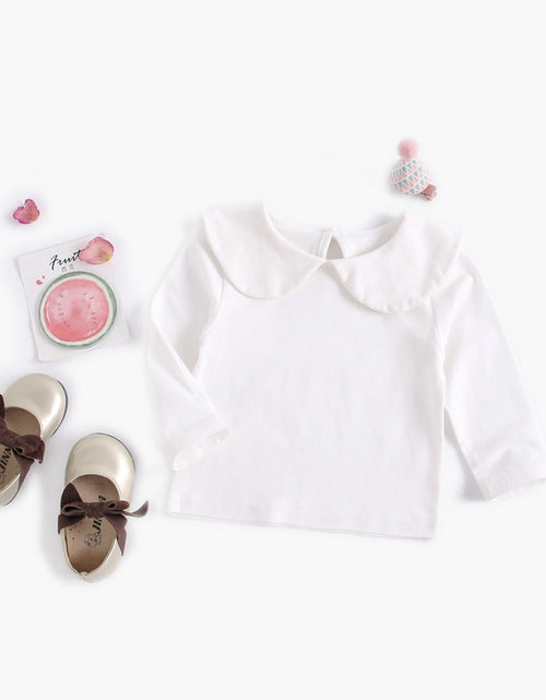Load image into Gallery viewer, Baby Girl Doll Neck Solid Shirt &amp; Red Plaid Graphic Bow Patched Bodysuit 1 Pieces Sets by MyKids-USA™
