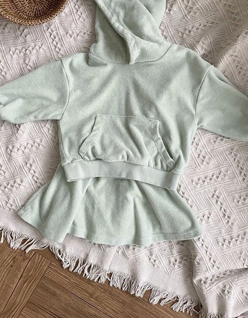 Load image into Gallery viewer, Baby Girl Solid Color Soft Cotton Hoodie With Skirt Sets by MyKids-USA™
