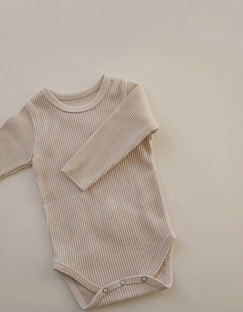 Load image into Gallery viewer, Baby Solid Color Pit Strip Fabric Long Sleeve Bodysuit by MyKids-USA™

