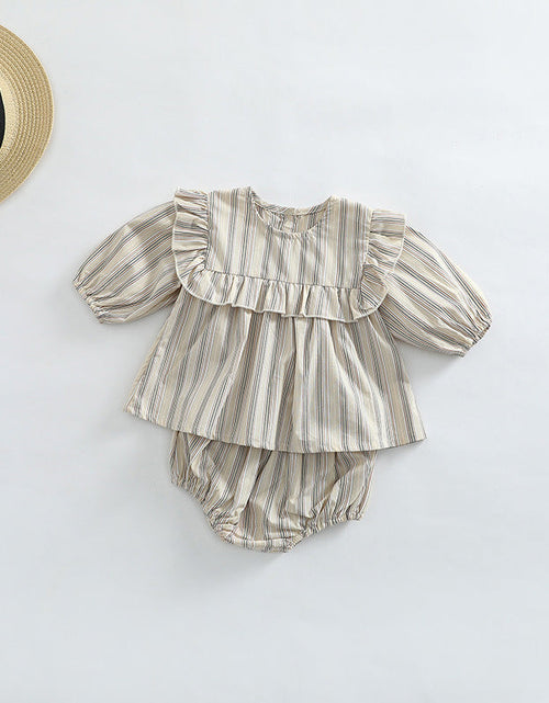 Load image into Gallery viewer, Baby Girl Striped Pattern Shirt Combo Shorts 1 Pieces Sets by MyKids-USA™
