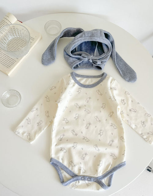 Load image into Gallery viewer, Baby Cute Bunny Graphic Long Sleeves Soft Cotton Bodysuit &amp; Hat by MyKids-USA™
