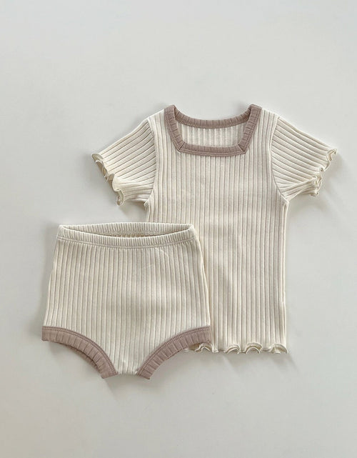 Load image into Gallery viewer, Baby Girl Colorblock Design Square Neck 2 Pieces Sets With Headband by MyKids-USA™
