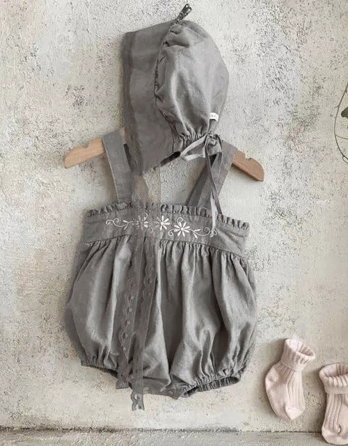 Load image into Gallery viewer, Baby Solid Color Embroidered Pattern Loose Dress &amp; Onesies With Hat by MyKids-USA™

