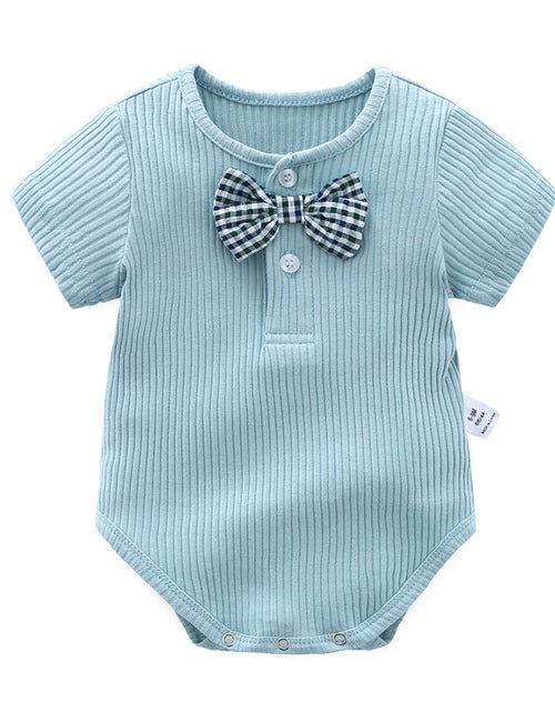 Load image into Gallery viewer, Baby Boy And Girl Solid Color Bow Tie Design Short Sleeve Buttoned Onesies by MyKids-USA™
