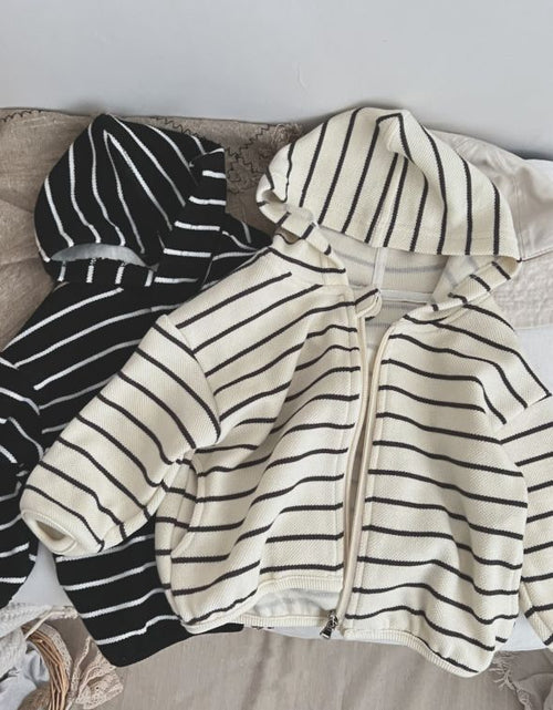 Load image into Gallery viewer, Baby Striped Pattern Single Breasted Design Long Sleeve Coat With Hat by MyKids-USA™
