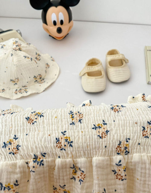 Load image into Gallery viewer, Baby Flower Pattern Sling Design Onesies Dress With Hat by MyKids-USA™
