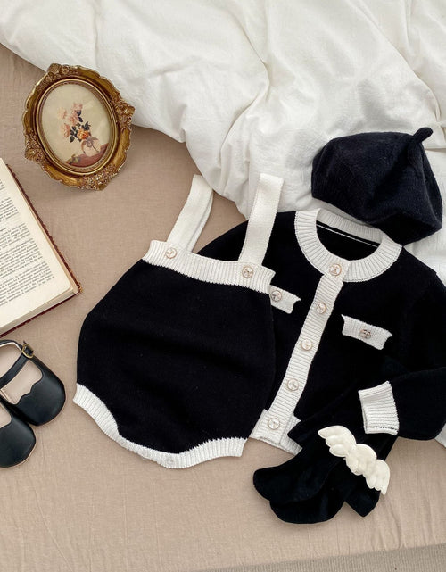 Load image into Gallery viewer, Baby Color Matching Design Sleeveless Onesies With Cardigan Sets by MyKids-USA™
