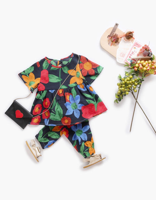 Load image into Gallery viewer, Baby Girl Floral Print O-Neck T-Shirt Combo Trousers 2-Pieces Sets by MyKids-USA™
