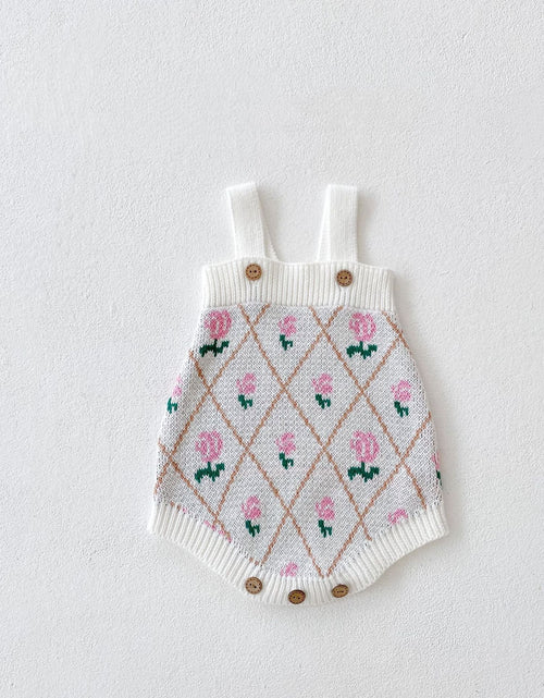 Load image into Gallery viewer, Baby Girl 1pcs Allover Roses Embroidered Graphic Crotch Bodysuit &amp; Cardigan Handmade Knitted Sets by MyKids-USA™
