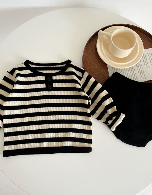 Load image into Gallery viewer, Baby Striped Pattern Long Sleeve Tops &amp; Triangle Shorts 1 Pieces Sets by MyKids-USA™
