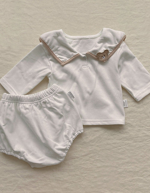 Load image into Gallery viewer, Baby Girl Bear Patched Pattern College Style Onesies &amp; Sets by MyKids-USA™
