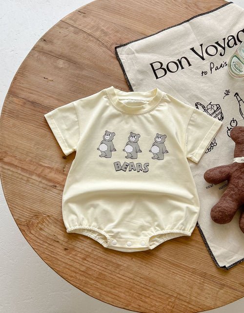 Load image into Gallery viewer, Baby Boy And Girl Bear Print Solid Color Design O-Neck Onesies by MyKids-USA™
