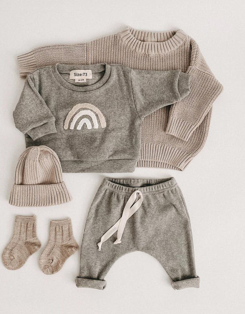 Load image into Gallery viewer, Baby Rainbow Sun Pattern Hoodies Combo Pants Sets by MyKids-USA™
