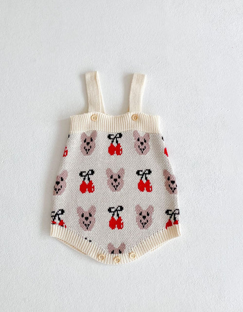 Load image into Gallery viewer, Baby Girl 1pcs Allover Cartoon Bear &amp; Cherry Embroidered Graphic Bodysuit &amp; Cardigan Knitted Sets by MyKids-USA™
