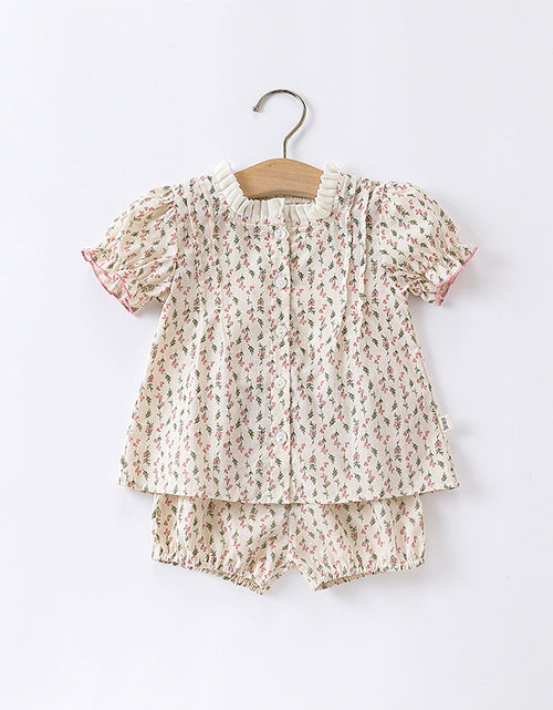 Load image into Gallery viewer, Baby Ditsy Flower Graphic Puff Sleeves Onesie&amp;Sets by MyKids-USA™
