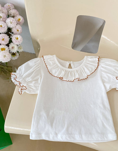 Load image into Gallery viewer, Baby Solid Color Puff Sleeve Blouses Combo Shorts Sets by MyKids-USA™
