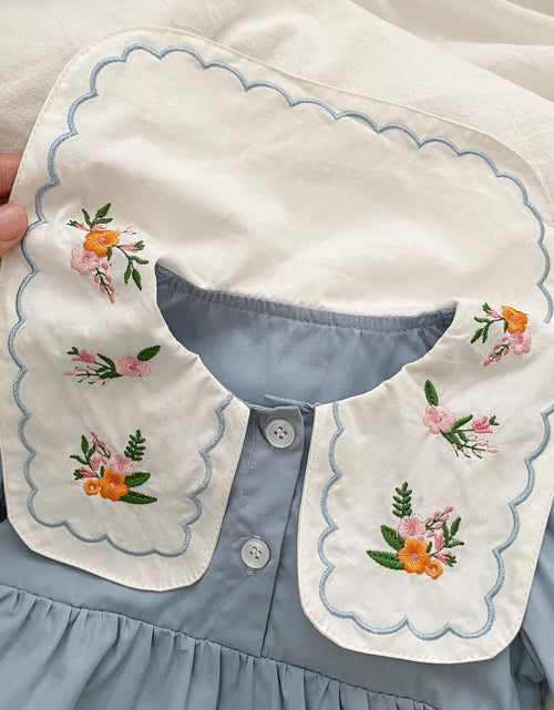 Load image into Gallery viewer, Baby Girl Solid Color Embroidered Doll Neck Beautiful Onesies Dress by MyKids-USA™
