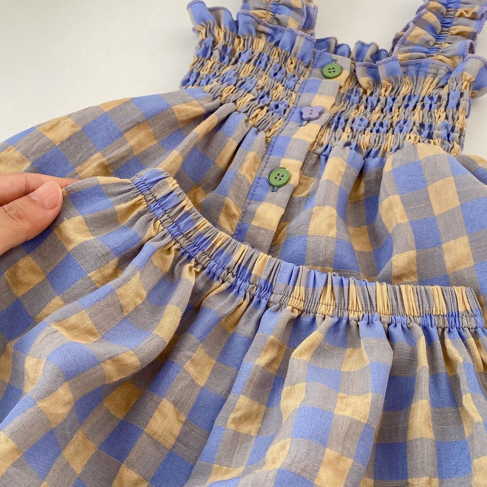 Baby Plaid Pattern Sling Blouses With Shorts Summer Sets by MyKids-USA™
