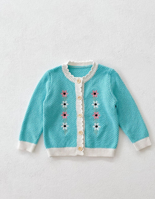 Load image into Gallery viewer, Baby Girl Flower Embroidered Graphic Contrast Bodysuit &amp; Cardigan 1-Pieces Sets by MyKids-USA™
