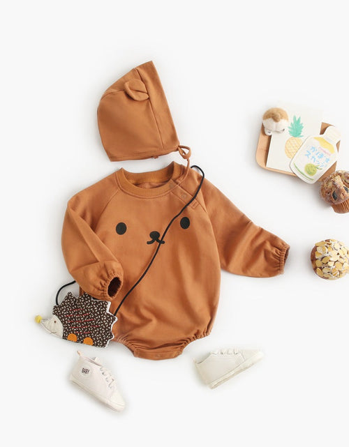 Load image into Gallery viewer, Baby 1pcs Cartoon Print Pattern Long Sleeved Cotton Triangle Onesies With Hat by MyKids-USA™
