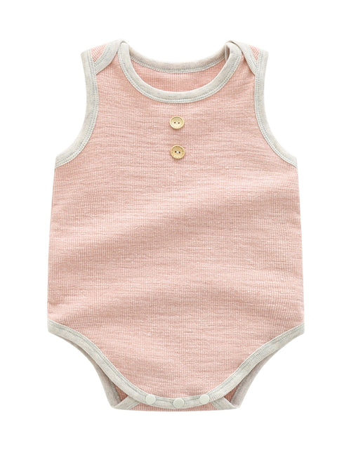 Load image into Gallery viewer, Baby Boy Solid Color Neck Buttoned Design Sleeveless Round Collar Onesies by MyKids-USA™
