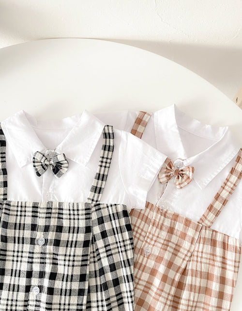 Load image into Gallery viewer, Baby Boy Plaid Pattern Polo-Neck Rompers by MyKids-USA™
