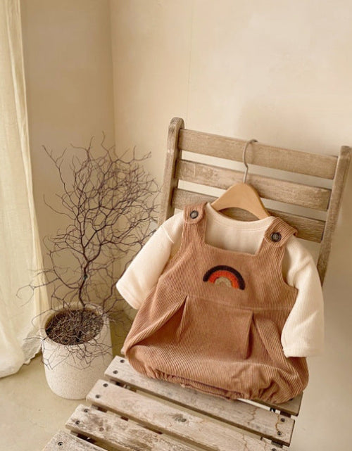 Load image into Gallery viewer, Baby Solid Color Shirt Combo Corduroy Fabric Strap Onesies Sets by MyKids-USA™
