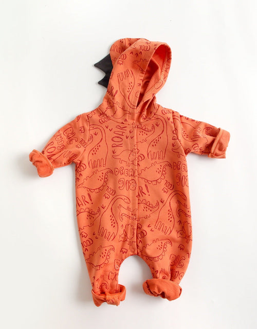 Load image into Gallery viewer, Baby Cartoon Dinosaur Graphic Snap Button Thin Style Rompers With Hat by MyKids-USA™
