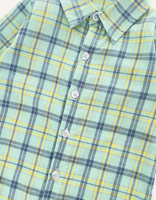 Load image into Gallery viewer, Baby Boy Classic Plaid Pattern Lapel Design Long Sleeve Rompers by MyKids-USA™
