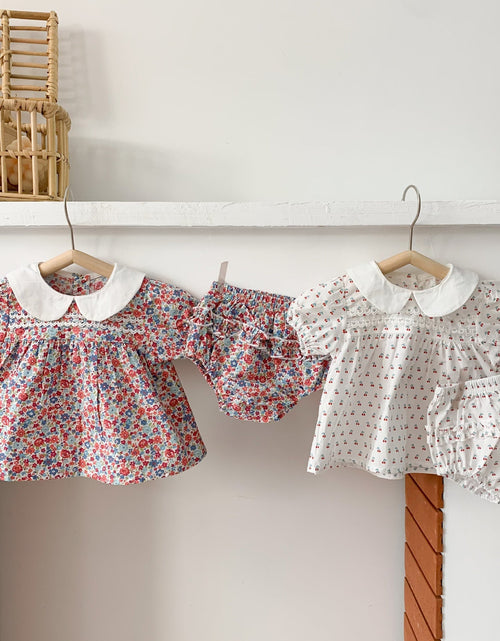 Load image into Gallery viewer, Baby Girl Doll Collar Floral Print Dress Combo Floral Print Shorts In Sets Summer Outfit Wearing by MyKids-USA™
