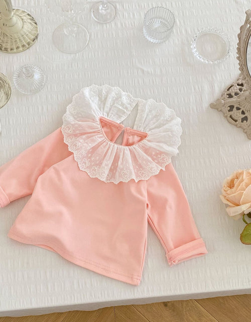 Load image into Gallery viewer, Baby Girl Solid Color Mesh Doll Neck Long Sleeve Top by MyKids-USA™

