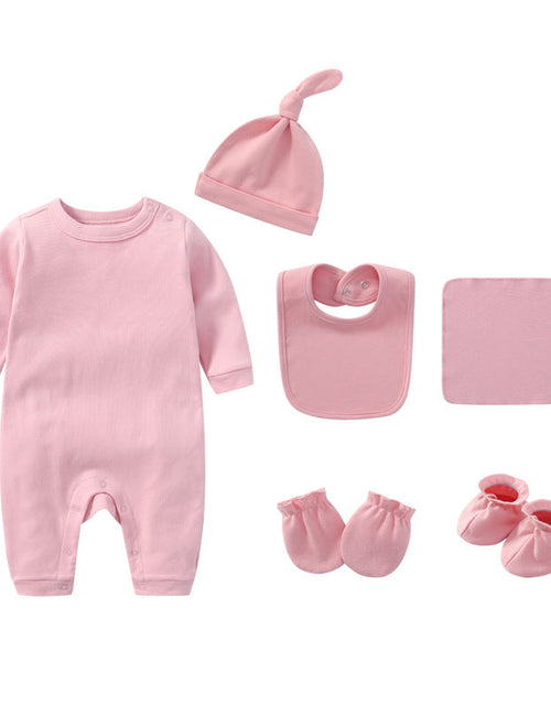 Load image into Gallery viewer, Newborn Solid Color Romper Hat, Bib, Gloves, Footwear, Square Scarf Sets by MyKids-USA™

