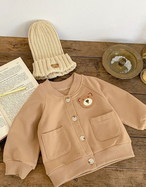 Load image into Gallery viewer, Baby Cartoon Bear Patched Pattern Cute Style Romper And Coat by MyKids-USA™
