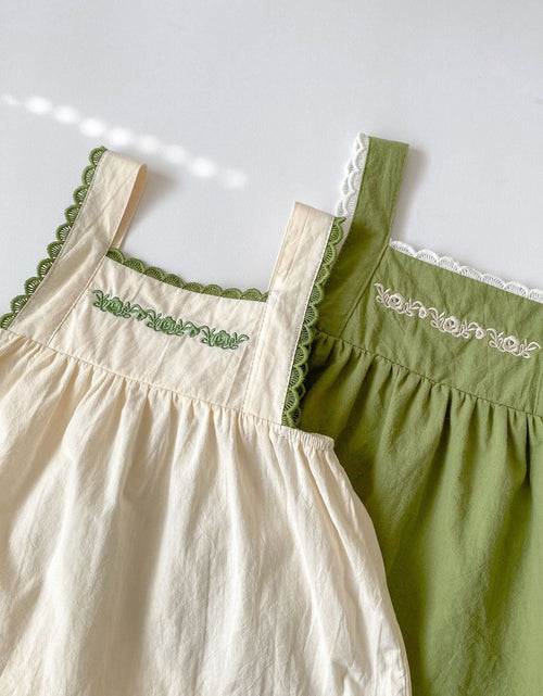 Load image into Gallery viewer, Baby Girl Embroidery Pattern Sling Tops With Shorts Sets by MyKids-USA™
