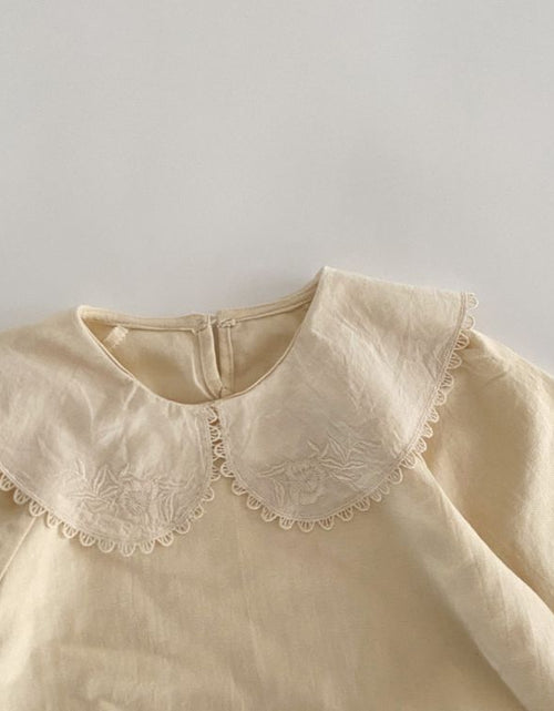 Load image into Gallery viewer, Baby Girl Solid Color Embroidered Pattern Doll-Neck Tops Shirt by MyKids-USA™

