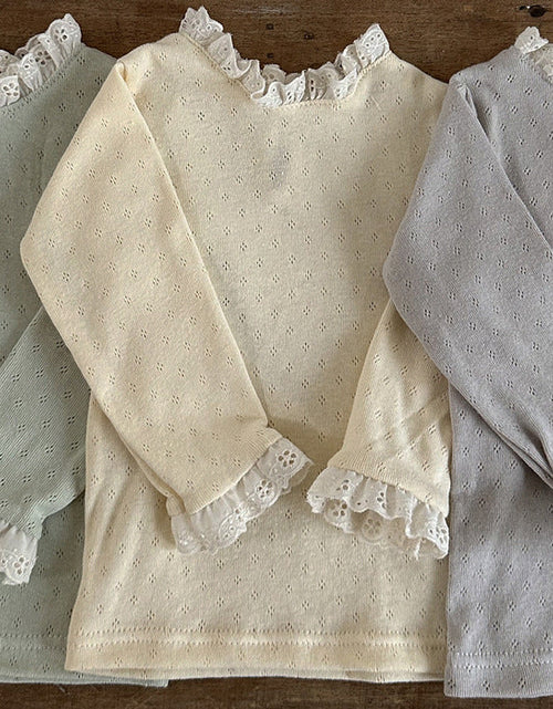 Load image into Gallery viewer, Baby Solid Color Mesh Patched Design Knitwear by MyKids-USA™
