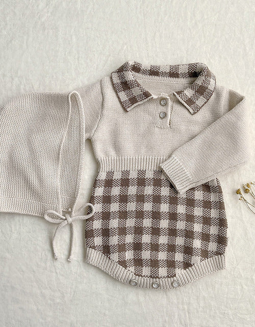 Load image into Gallery viewer, Baby Checkerboard Pattern Polo Neck Knit Warm Onesies by MyKids-USA™
