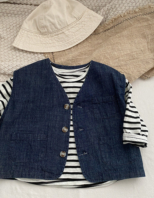 Load image into Gallery viewer, Baby Striped Graphic Long Sleeve Soft Cotton Loose Shirt by MyKids-USA™
